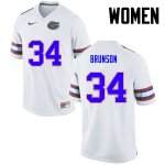 Women's Florida Gators #34 Lacedrick Brunson NCAA Nike White Authentic Stitched College Football Jersey YGW6262AC